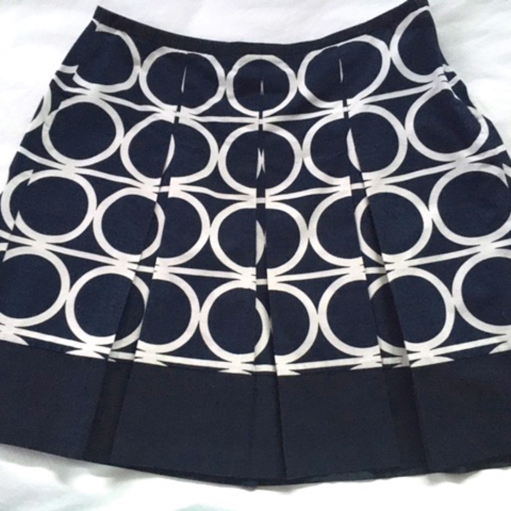 Ann Taylor  Navy /White Pleated Skirt